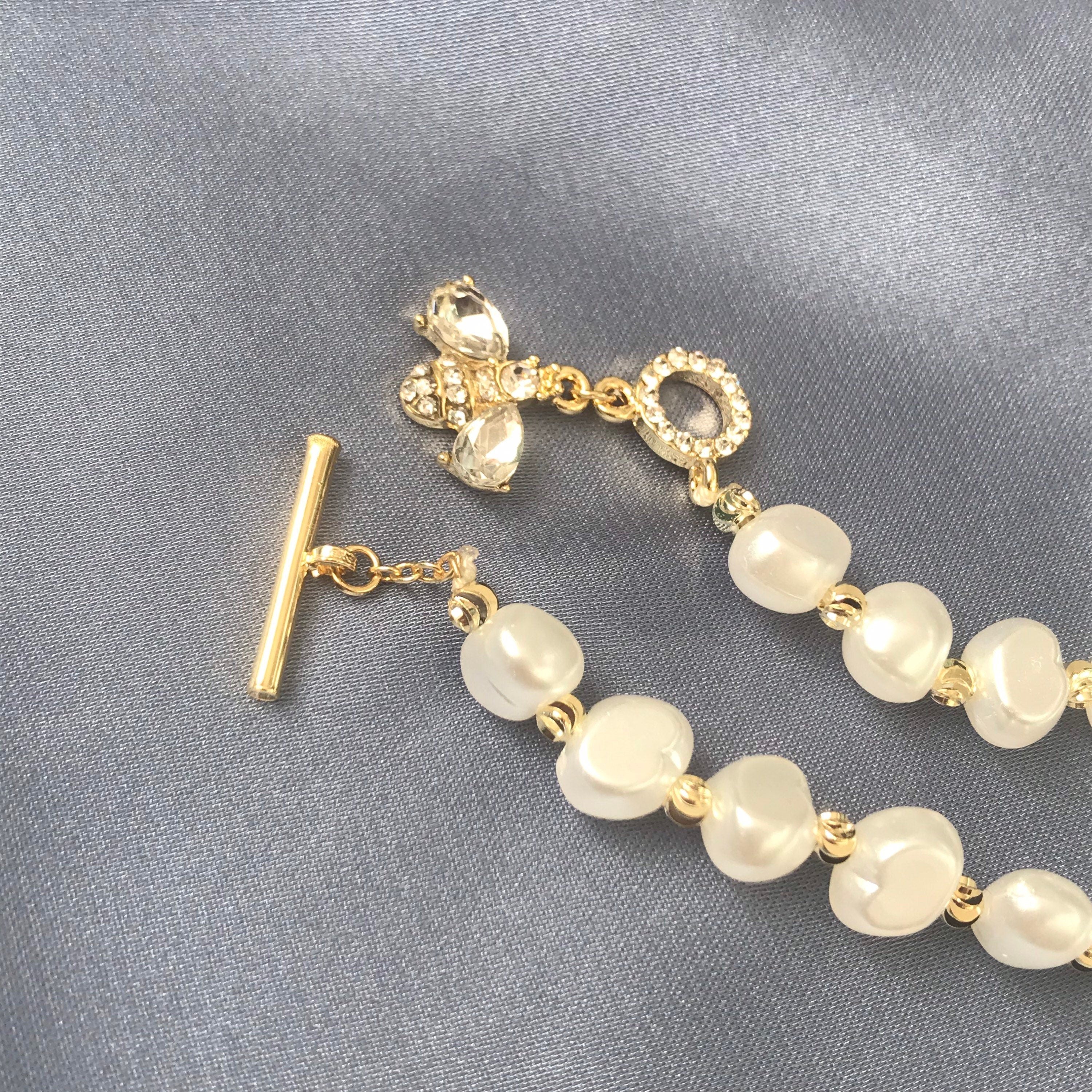 Faux Pearl Bee Bracelet