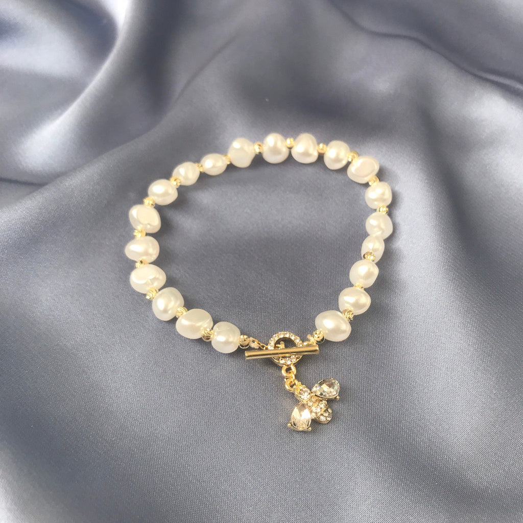 Faux Pearl Bee Bracelet