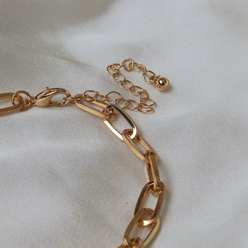 Pink & Gold Retro Heart Charm Bracelet