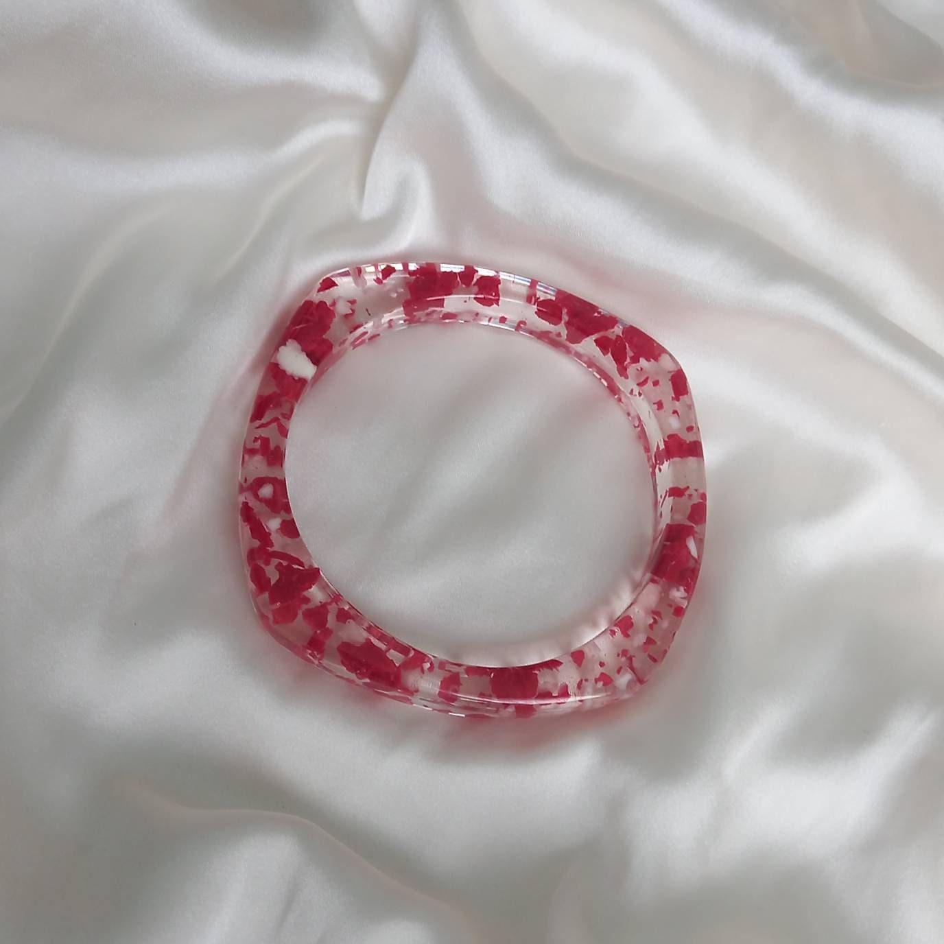 Chunky Red Clear Resin Bracelet