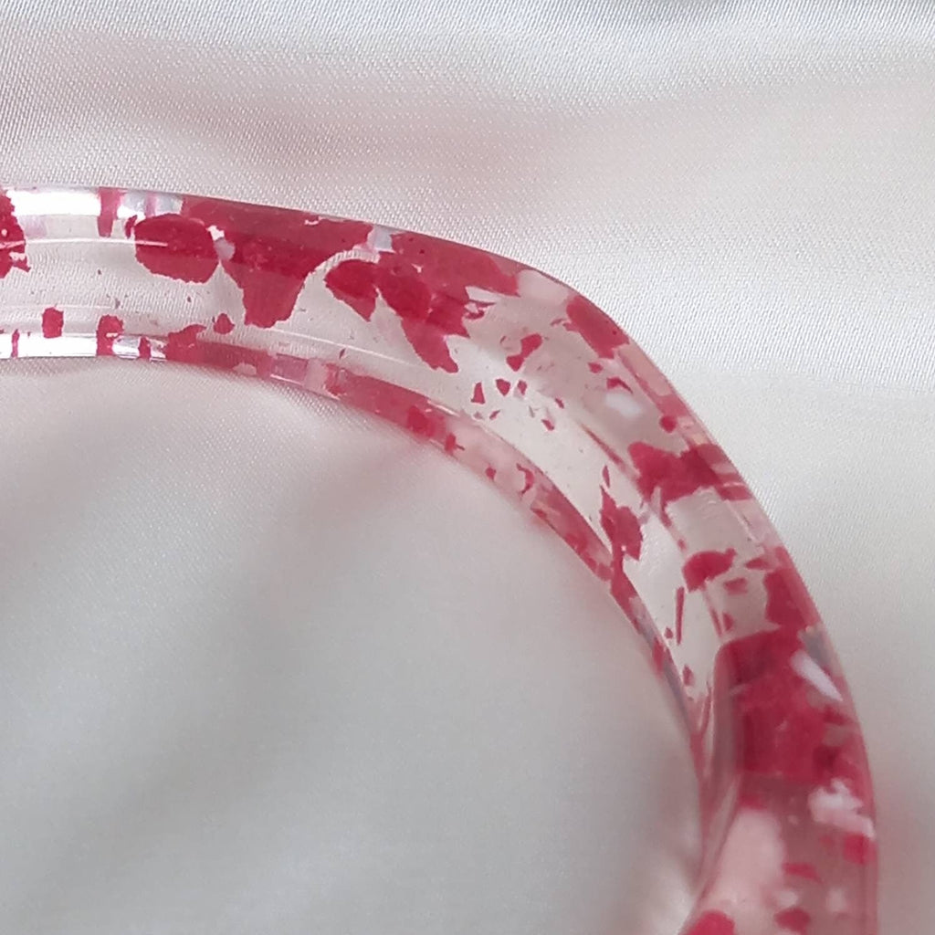 Chunky Red Clear Resin Bracelet