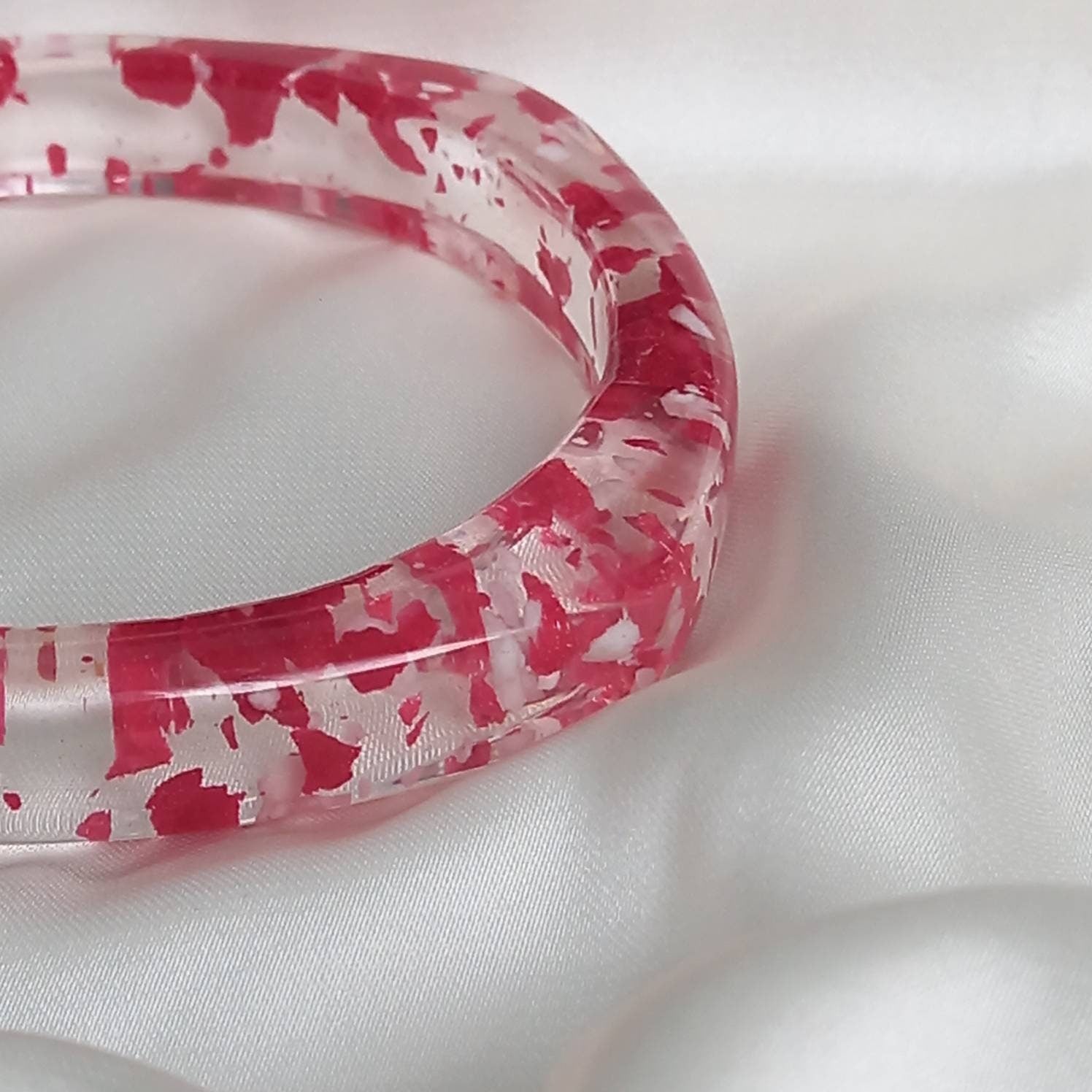 Chunky Red Clear Resin Bracelet