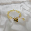 Yellow Retro Heart Bead Charm Bracelet