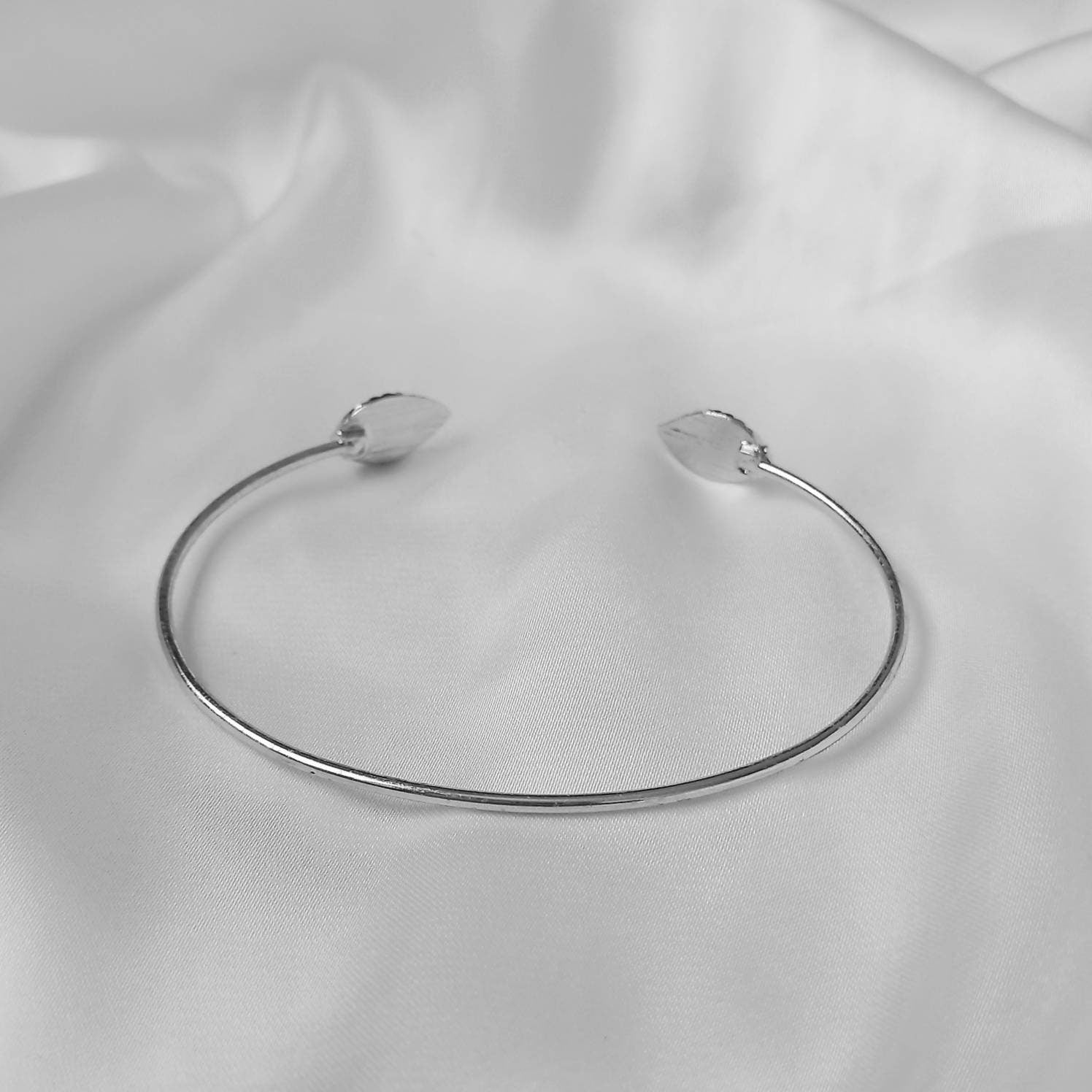 Silver Leaf Bangle Bracelet