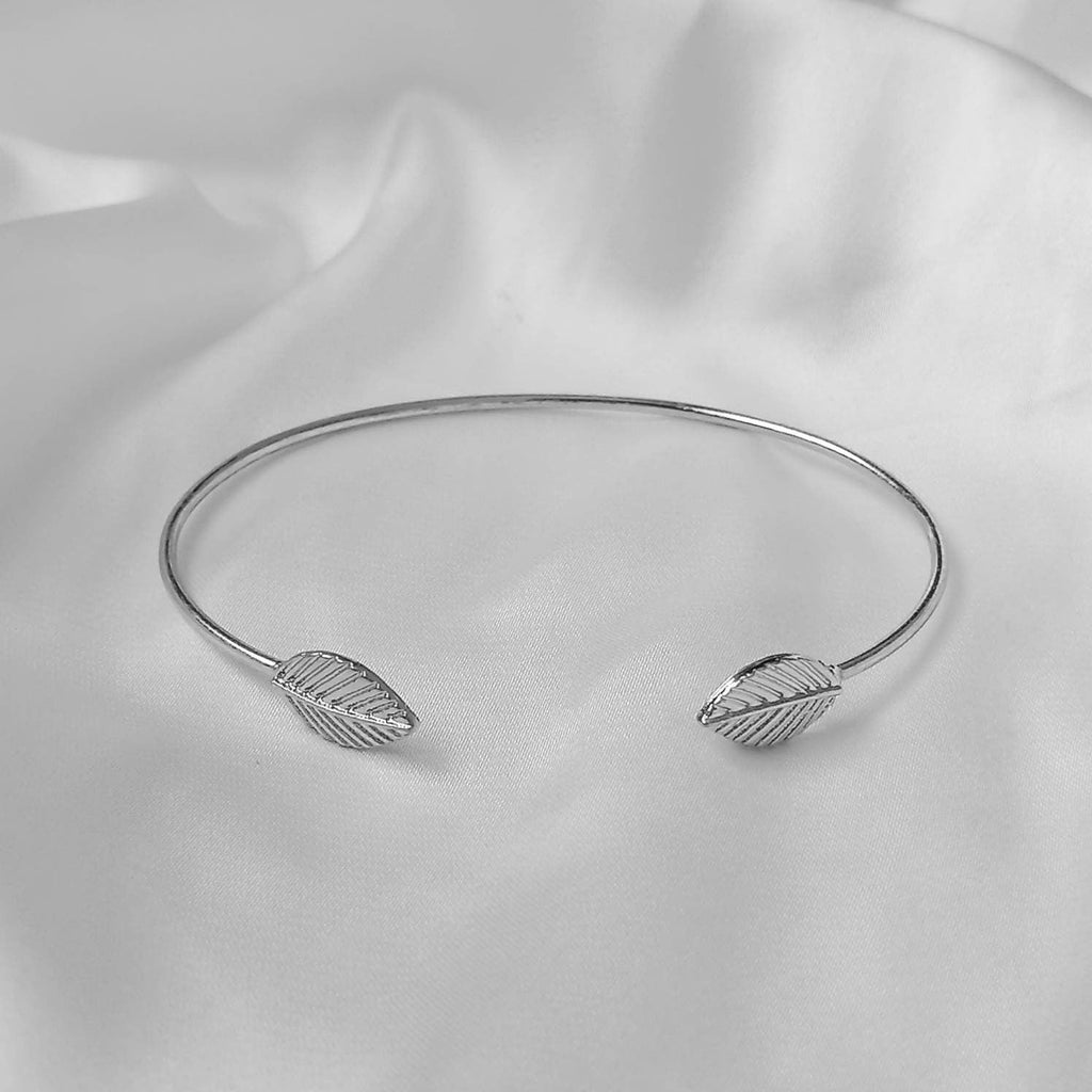 Silver Leaf Bangle Bracelet