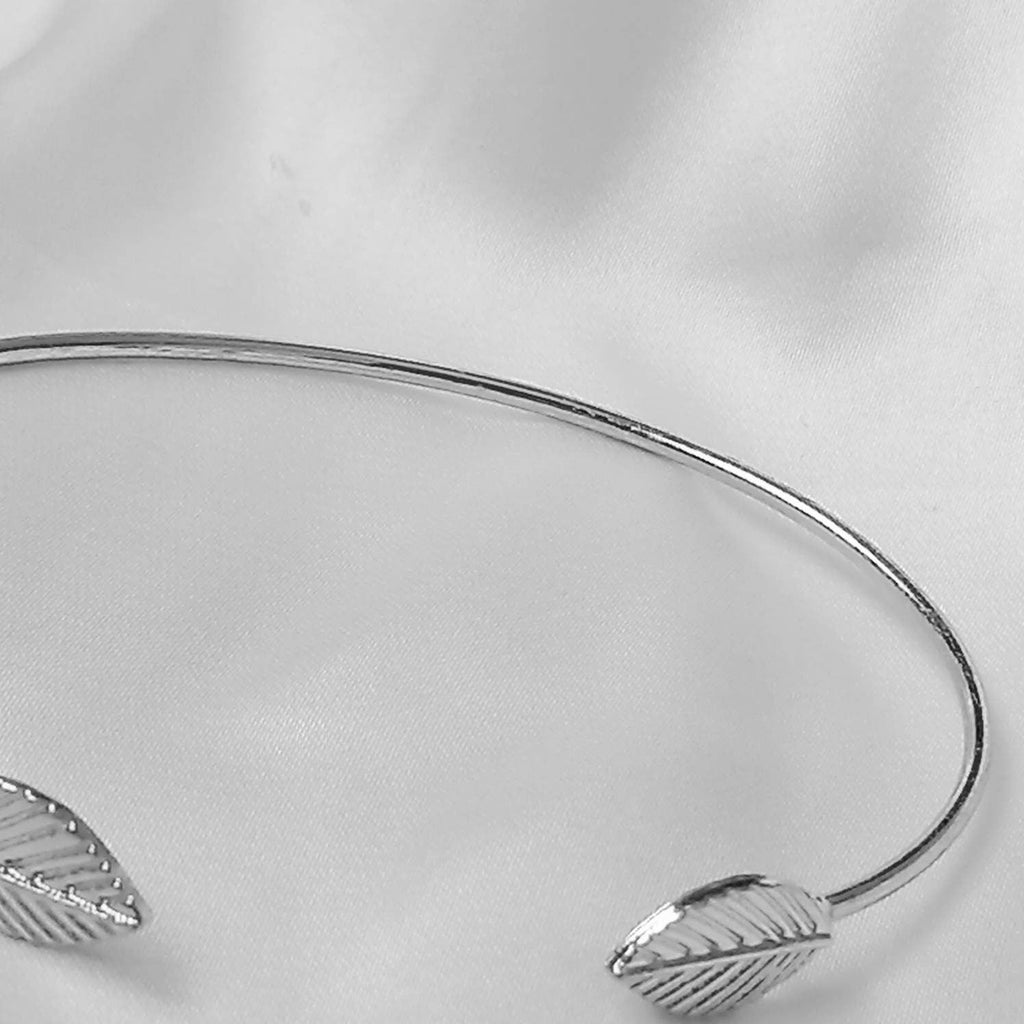 Silver Leaf Bangle Bracelet