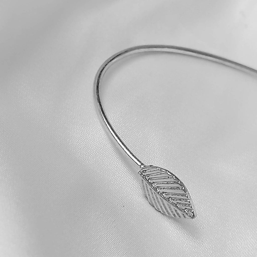 Silver Leaf Bangle Bracelet