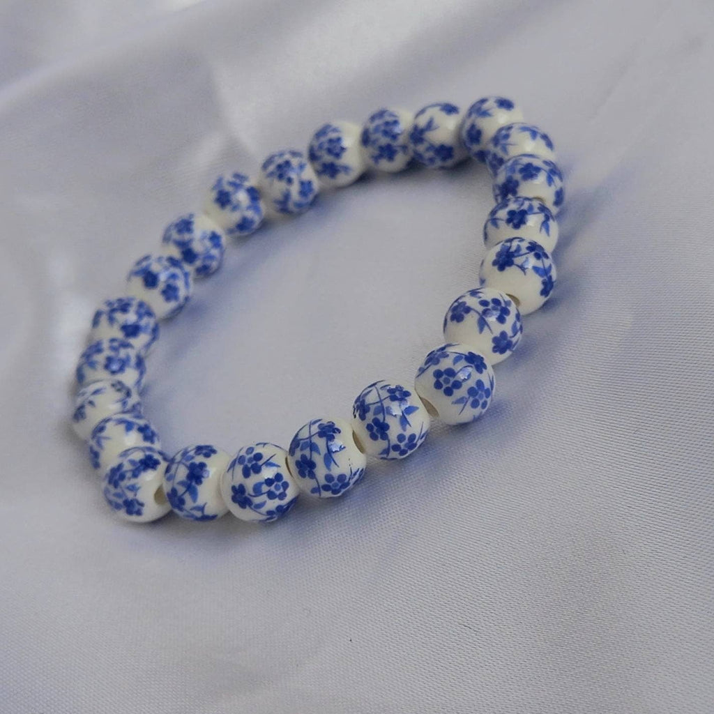 Blue Flower Bead Bracelets