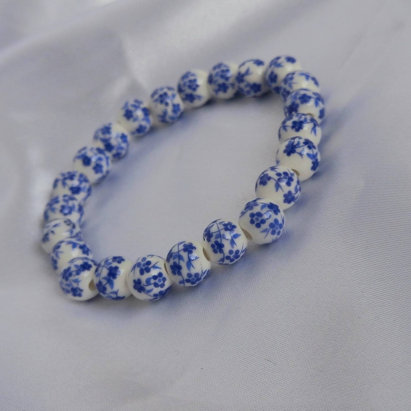 Blue Flower Bead Bracelets