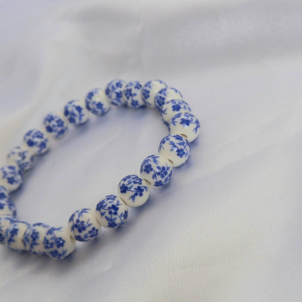 Blue Flower Bead Bracelets