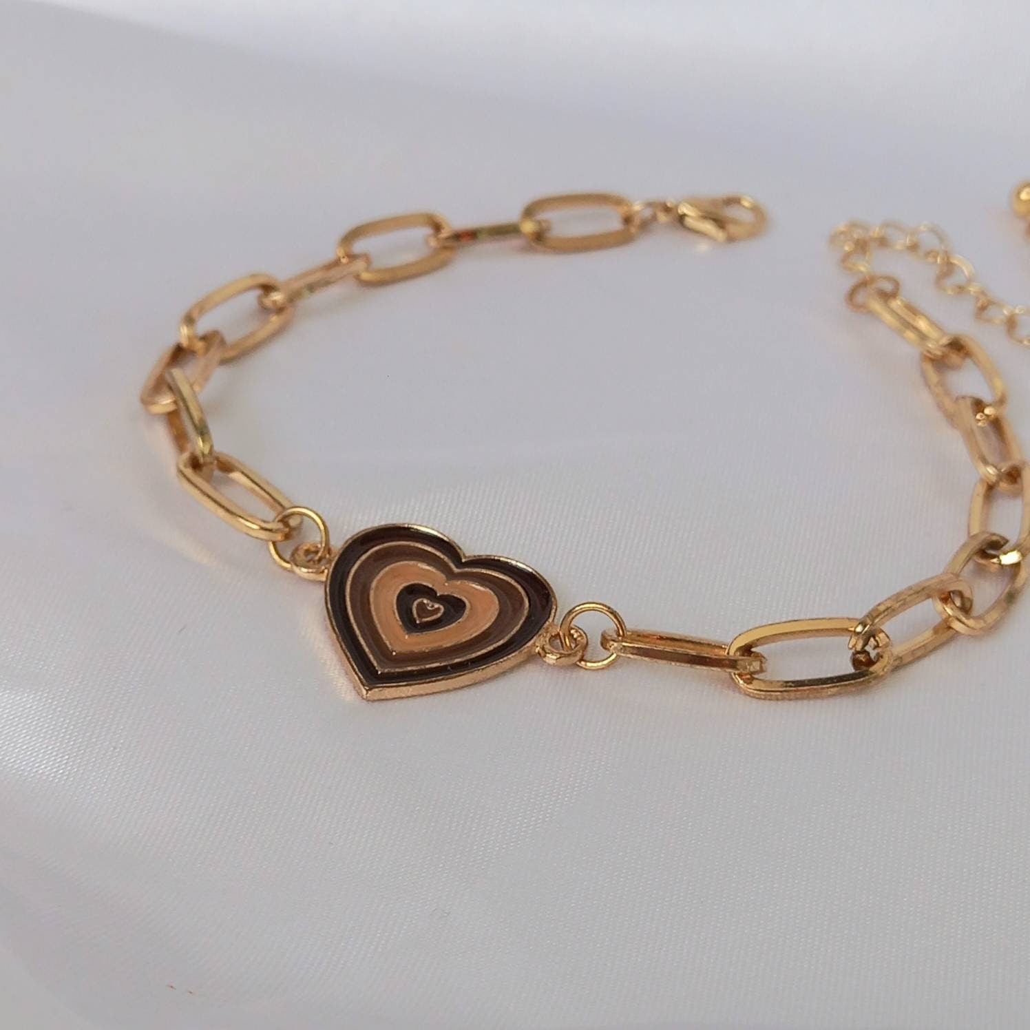 Gold & Brown Heart Bracelet