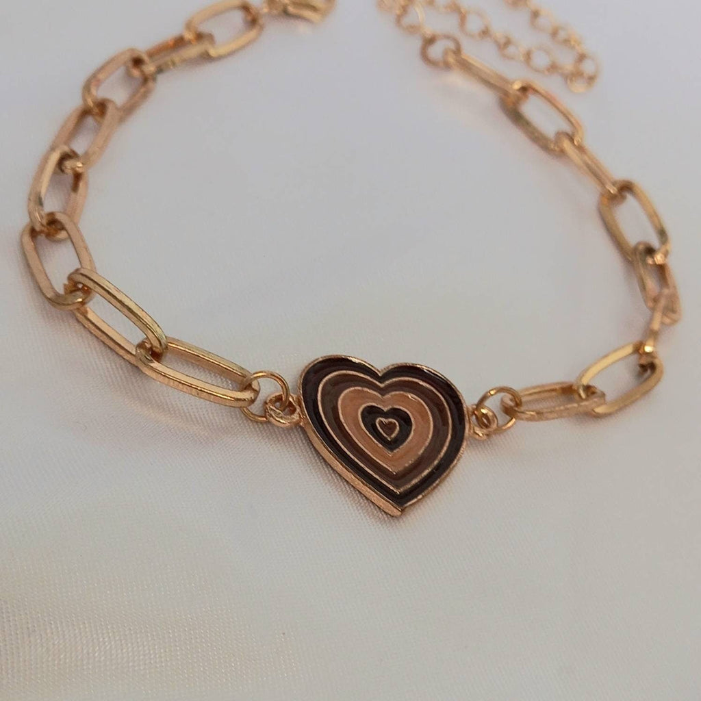 Gold & Brown Heart Bracelet