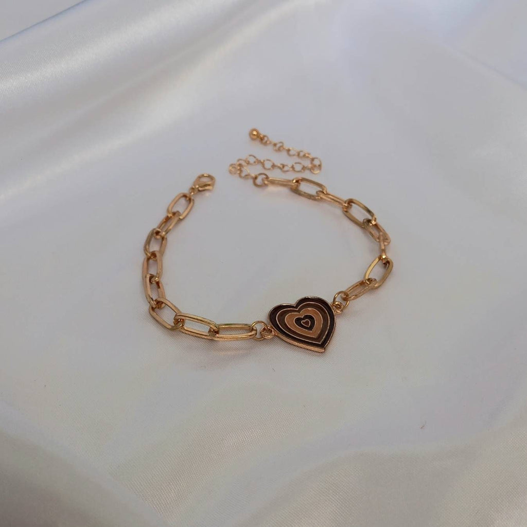 Gold & Brown Heart Bracelet