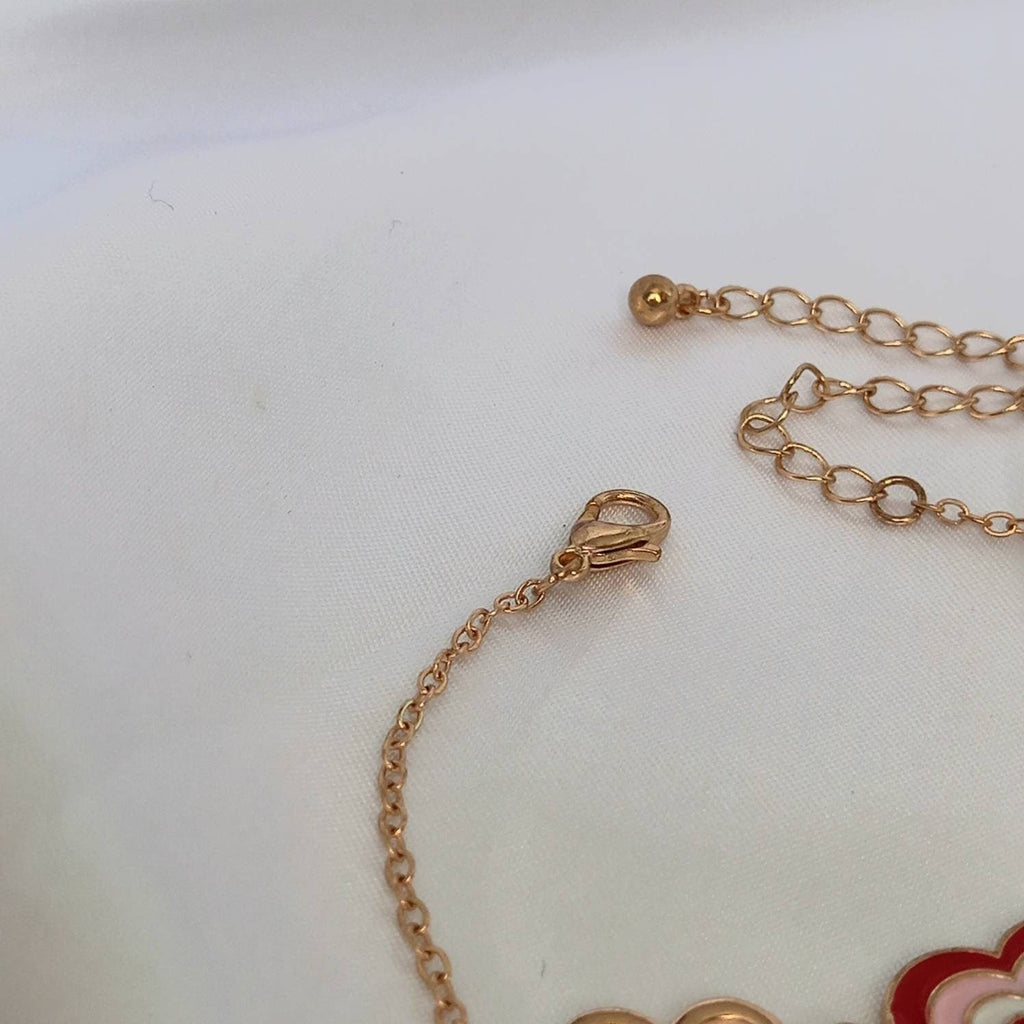 Gold & Pink Heart Bracelet