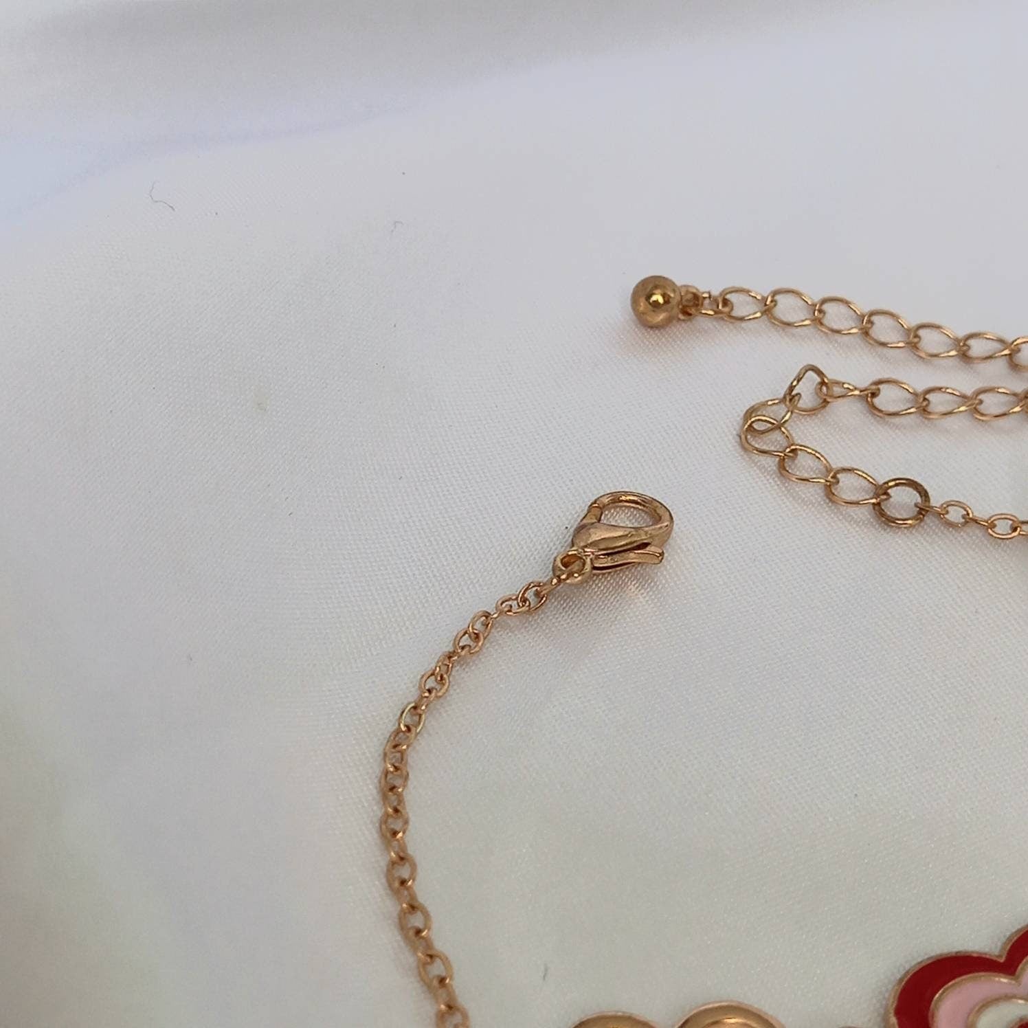 Gold & Pink Heart Bracelet