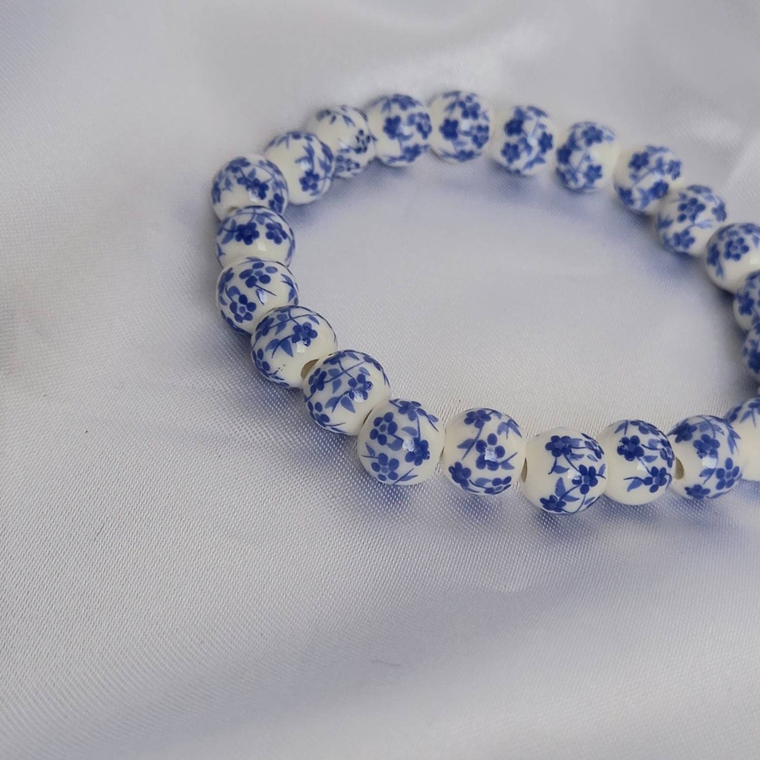 Blue Flower Bead Bracelets