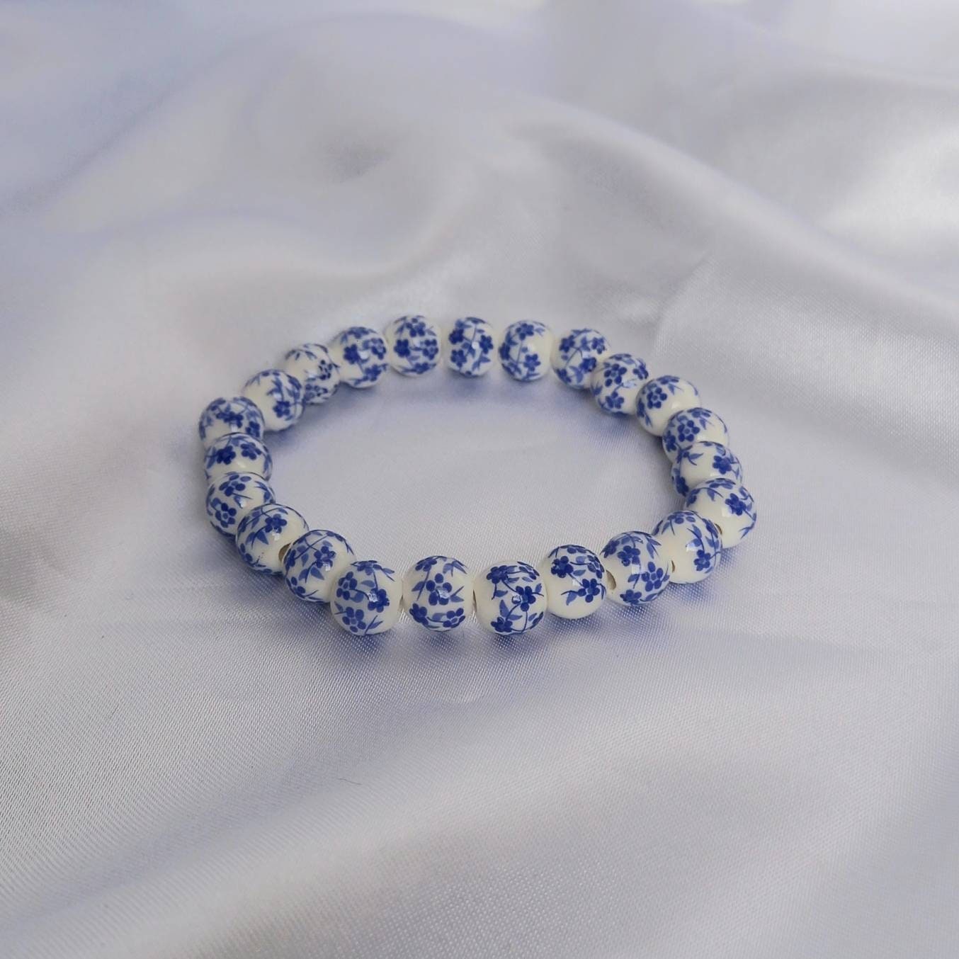Blue Flower Bead Bracelets