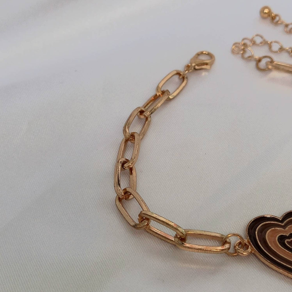 Gold & Brown Heart Bracelet