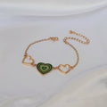 Gold & Green Heart Bracelet